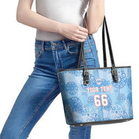 Custom World Football 2026 England Leather Tote Bag Three Lions and Tudor Rose Pattern