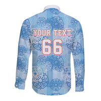 Custom World Football 2026 England Long Sleeve Button Shirt Three Lions and Tudor Rose Pattern