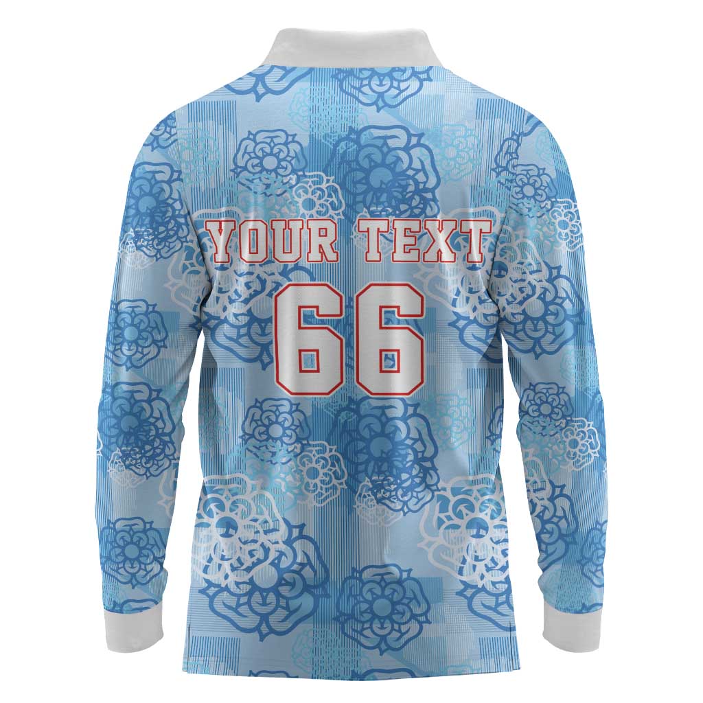 Custom World Football 2026 England Long Sleeve Polo Shirt Three Lions and Tudor Rose Pattern