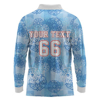 Custom World Football 2026 England Long Sleeve Polo Shirt Three Lions and Tudor Rose Pattern