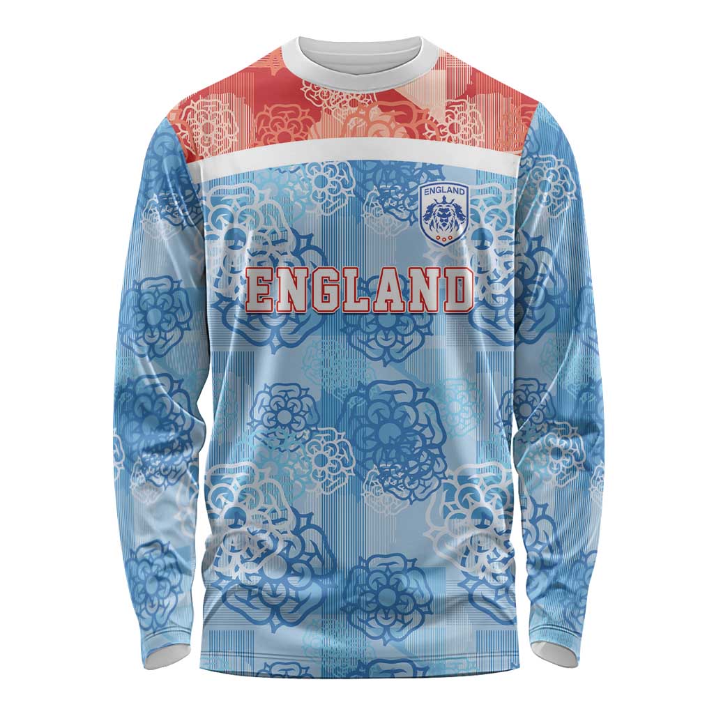 Custom World Football 2026 England Long Sleeve Shirt Three Lions and Tudor Rose Pattern