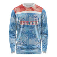 Custom World Football 2026 England Long Sleeve Shirt Three Lions and Tudor Rose Pattern