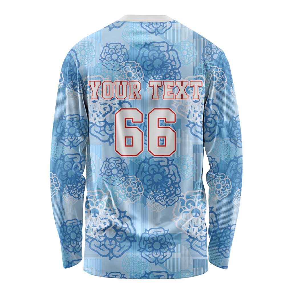 Custom World Football 2026 England Long Sleeve Shirt Three Lions and Tudor Rose Pattern