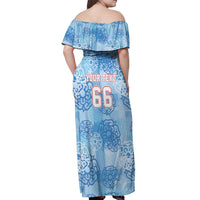 Custom World Football 2026 England Off Shoulder Maxi Dress Three Lions and Tudor Rose Pattern