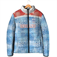 Custom World Football 2026 England Padded Jacket Three Lions and Tudor Rose Pattern