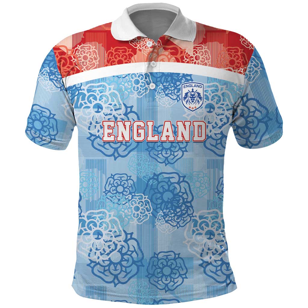 Custom World Football 2026 England Polo Shirt Three Lions and Tudor Rose Pattern