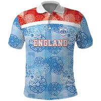 Custom World Football 2026 England Polo Shirt Three Lions and Tudor Rose Pattern