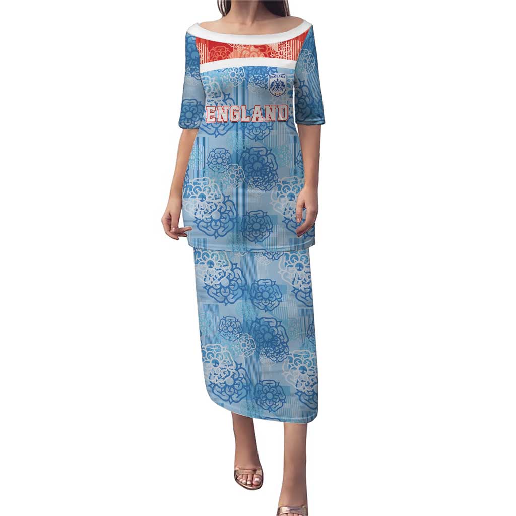 Custom World Football 2026 England Puletasi Three Lions and Tudor Rose Pattern