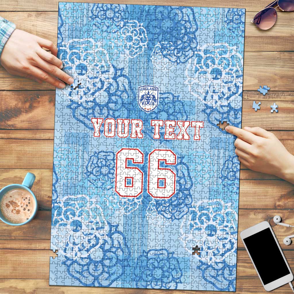 Custom World Football 2026 England Puzzle Three Lions and Tudor Rose Pattern