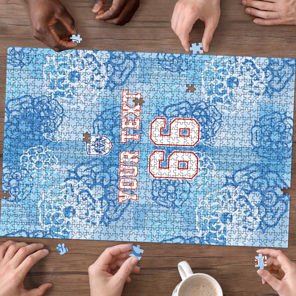 Custom World Football 2026 England Puzzle Three Lions and Tudor Rose Pattern