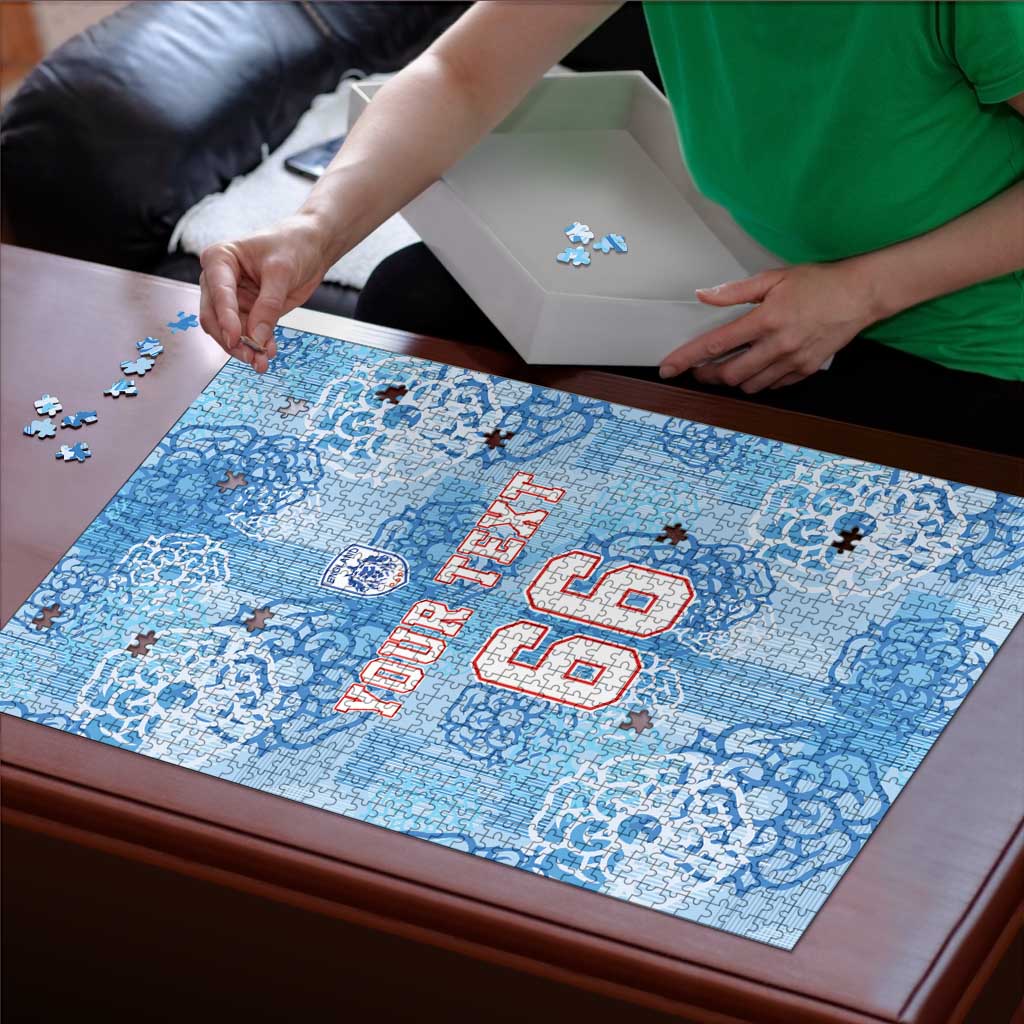 Custom World Football 2026 England Puzzle Three Lions and Tudor Rose Pattern