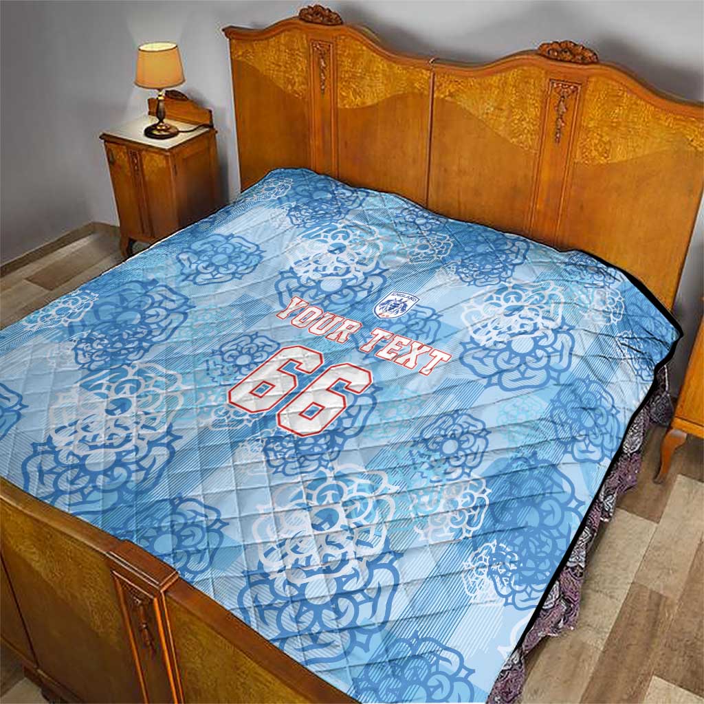 Custom World Football 2026 England Quilt Three Lions and Tudor Rose Pattern