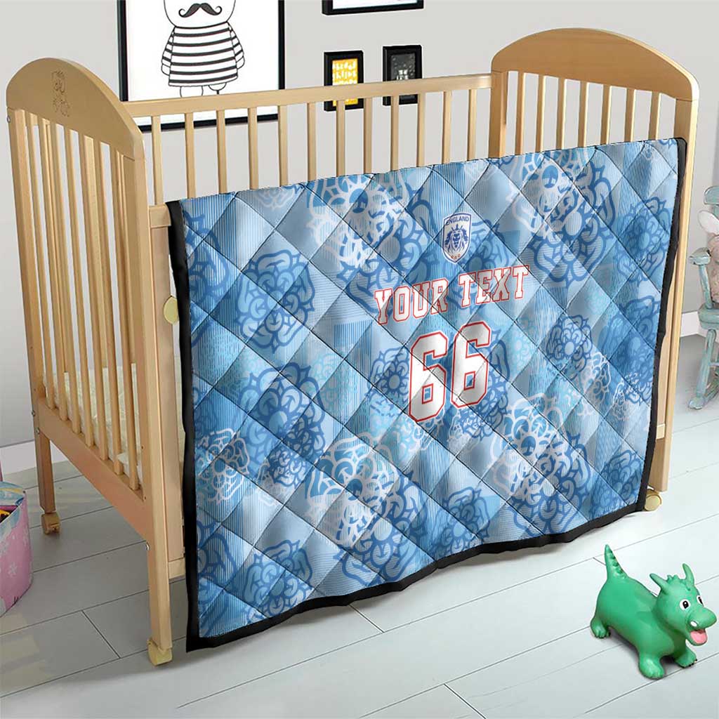 Custom World Football 2026 England Quilt Three Lions and Tudor Rose Pattern