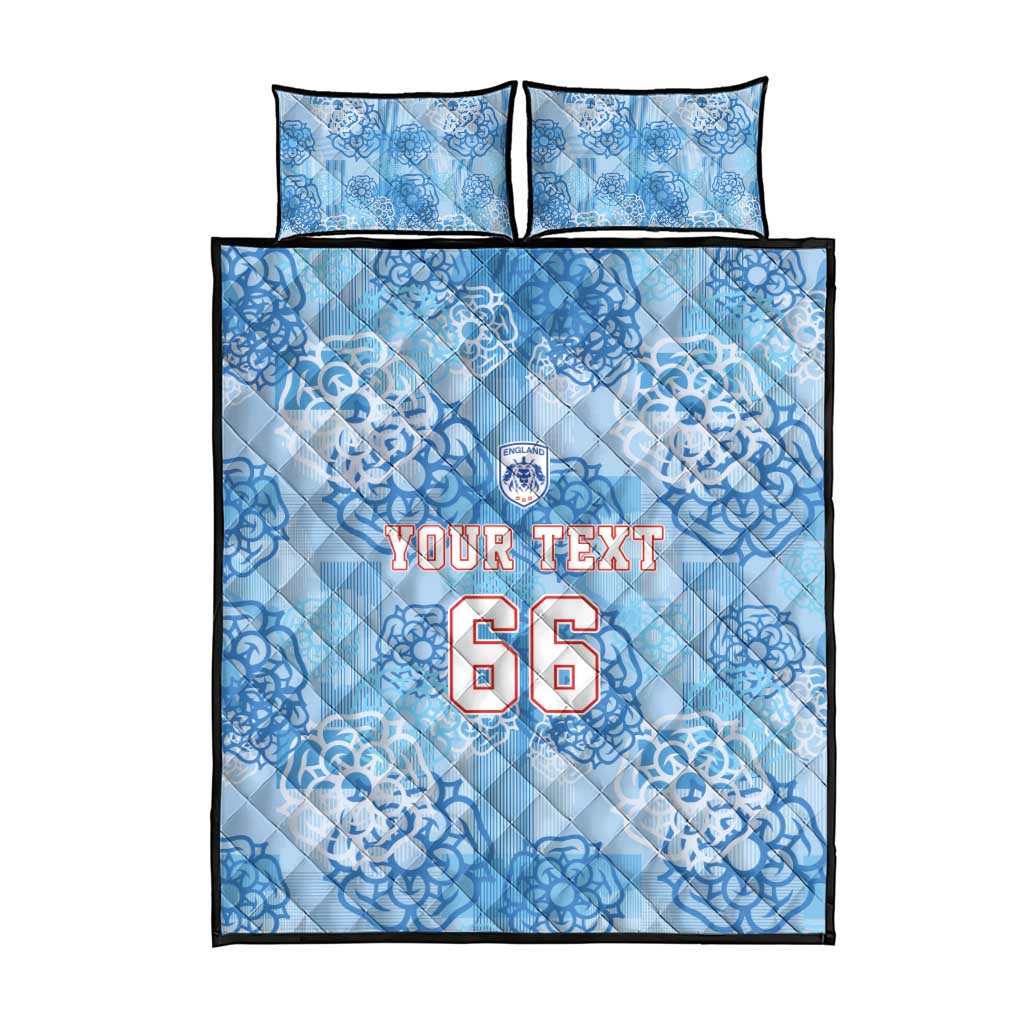Custom World Football 2026 England Quilt Bed Set Three Lions and Tudor Rose Pattern