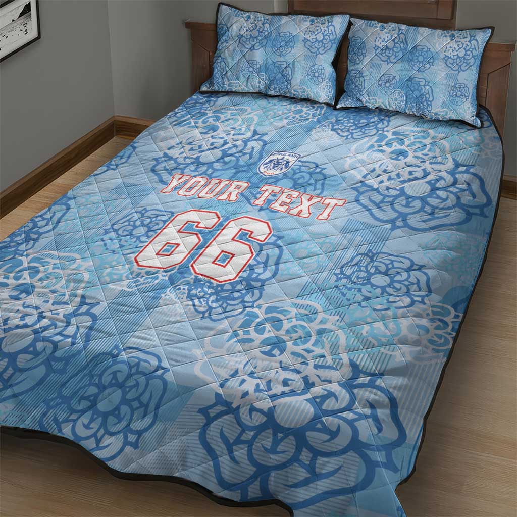 Custom World Football 2026 England Quilt Bed Set Three Lions and Tudor Rose Pattern