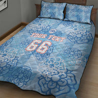 Custom World Football 2026 England Quilt Bed Set Three Lions and Tudor Rose Pattern