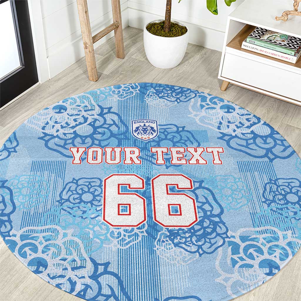 Custom World Football 2026 England Round Carpet Three Lions and Tudor Rose Pattern