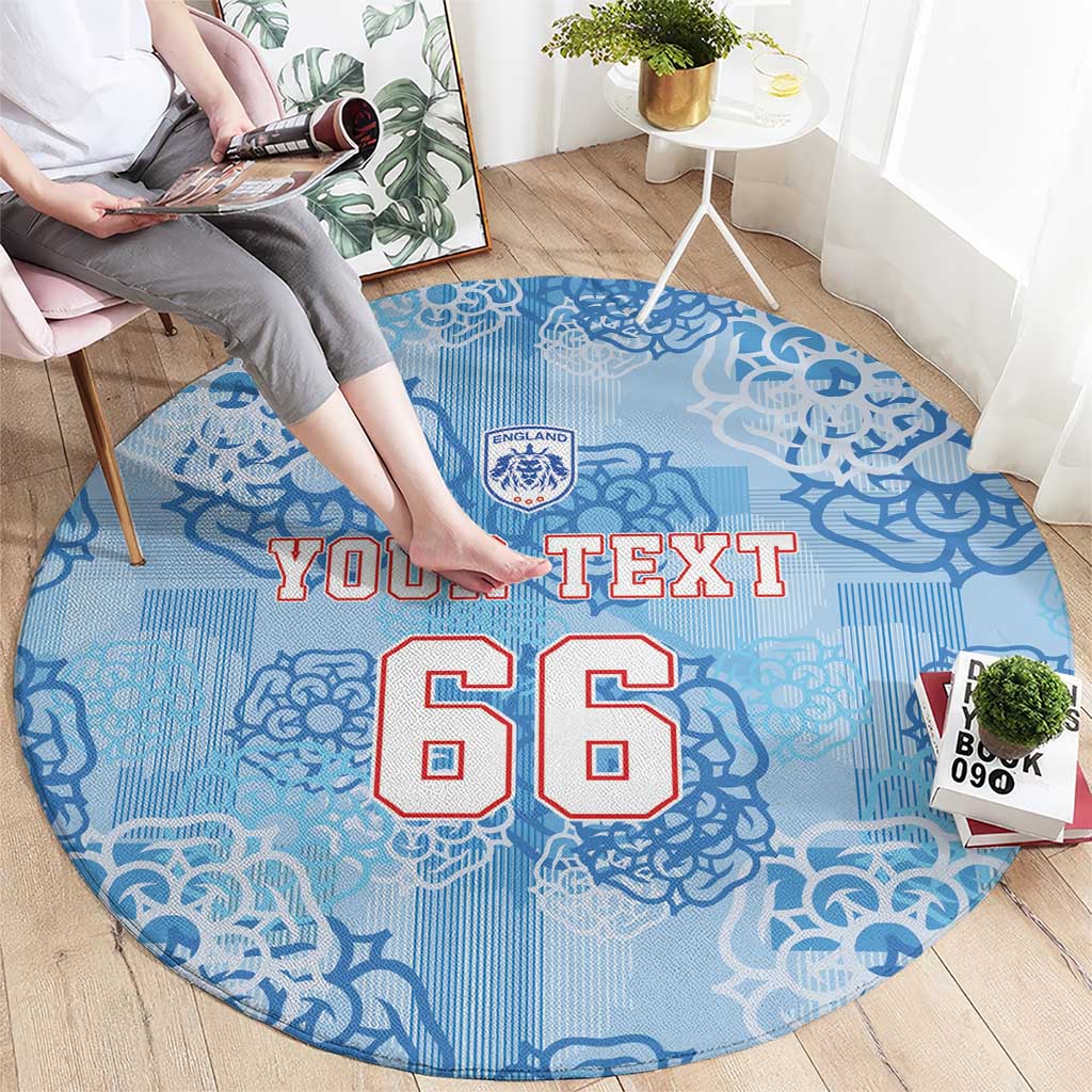 Custom World Football 2026 England Round Carpet Three Lions and Tudor Rose Pattern