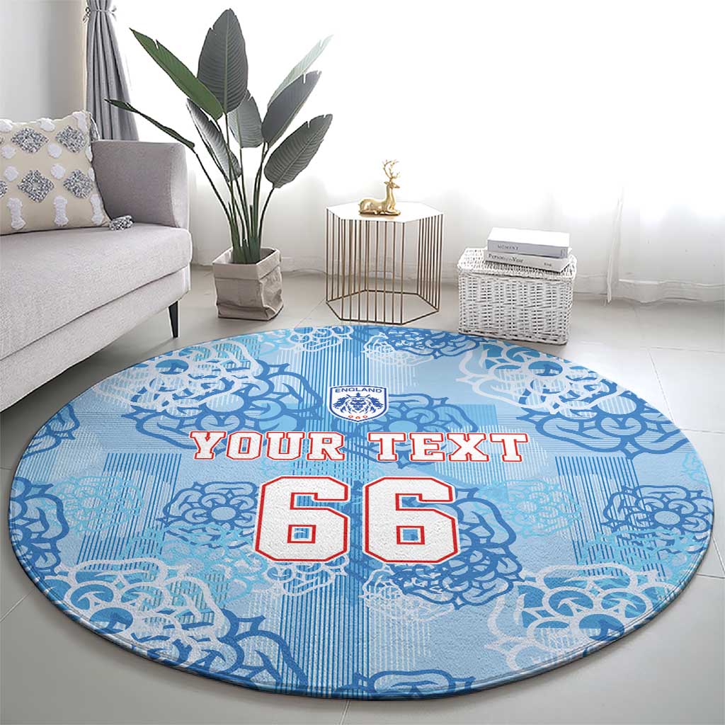 Custom World Football 2026 England Round Carpet Three Lions and Tudor Rose Pattern