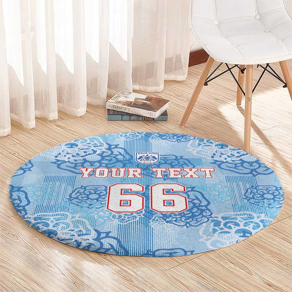 Custom World Football 2026 England Round Carpet Three Lions and Tudor Rose Pattern