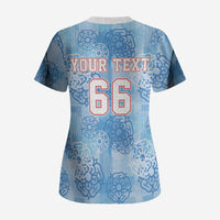 Custom World Football 2026 England Scrub Top Three Lions and Tudor Rose Pattern