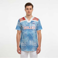 Custom World Football 2026 England Scrub Top Three Lions and Tudor Rose Pattern