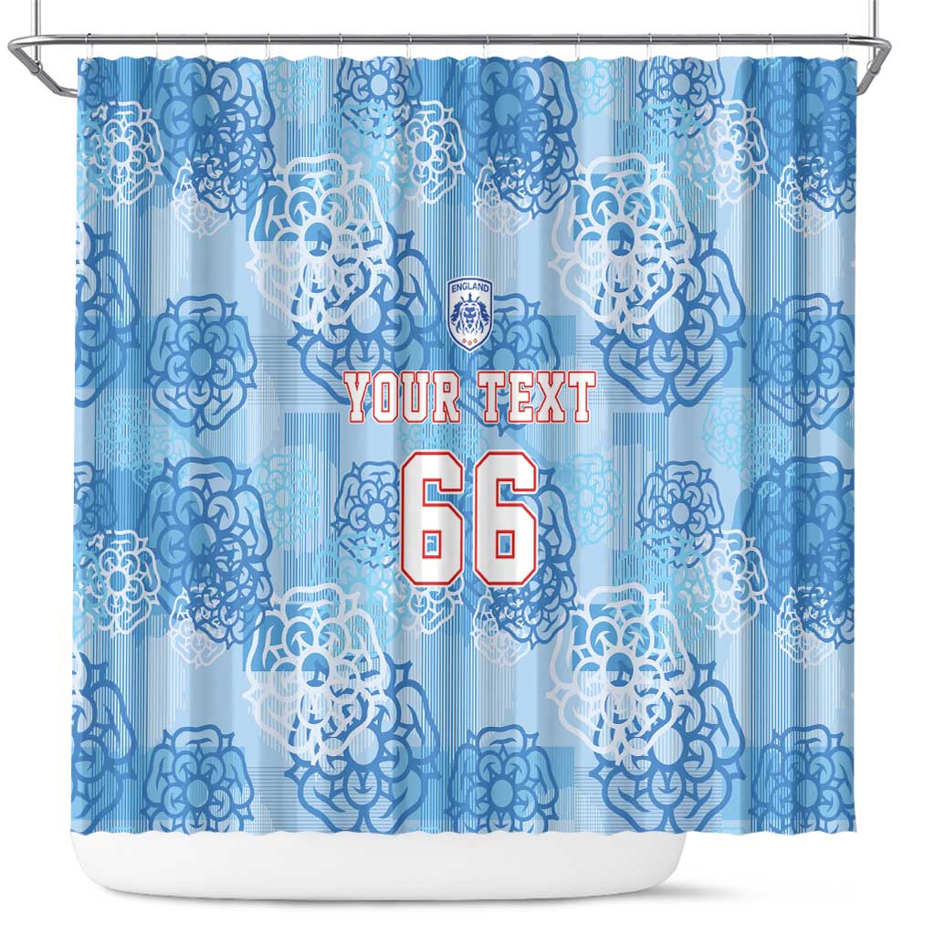 Custom World Football 2026 England Shower Curtain Three Lions and Tudor Rose Pattern