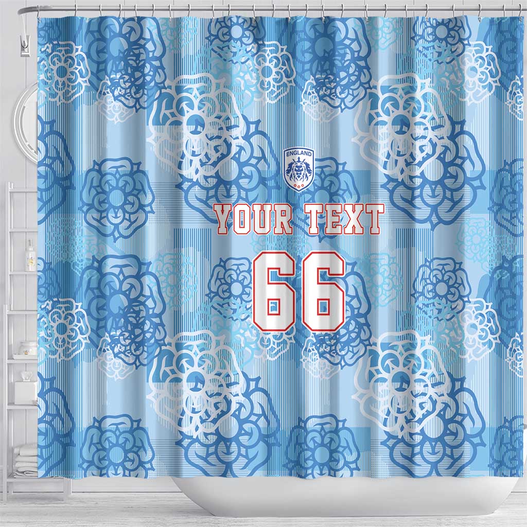 Custom World Football 2026 England Shower Curtain Three Lions and Tudor Rose Pattern