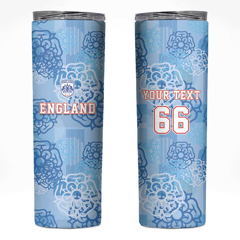 Custom World Football 2026 England Skinny Tumbler Three Lions and Tudor Rose Pattern