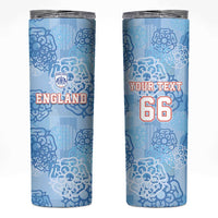 Custom World Football 2026 England Skinny Tumbler Three Lions and Tudor Rose Pattern