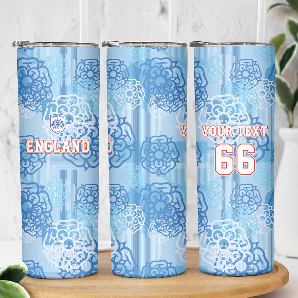 Custom World Football 2026 England Skinny Tumbler Three Lions and Tudor Rose Pattern