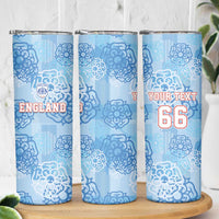 Custom World Football 2026 England Skinny Tumbler Three Lions and Tudor Rose Pattern