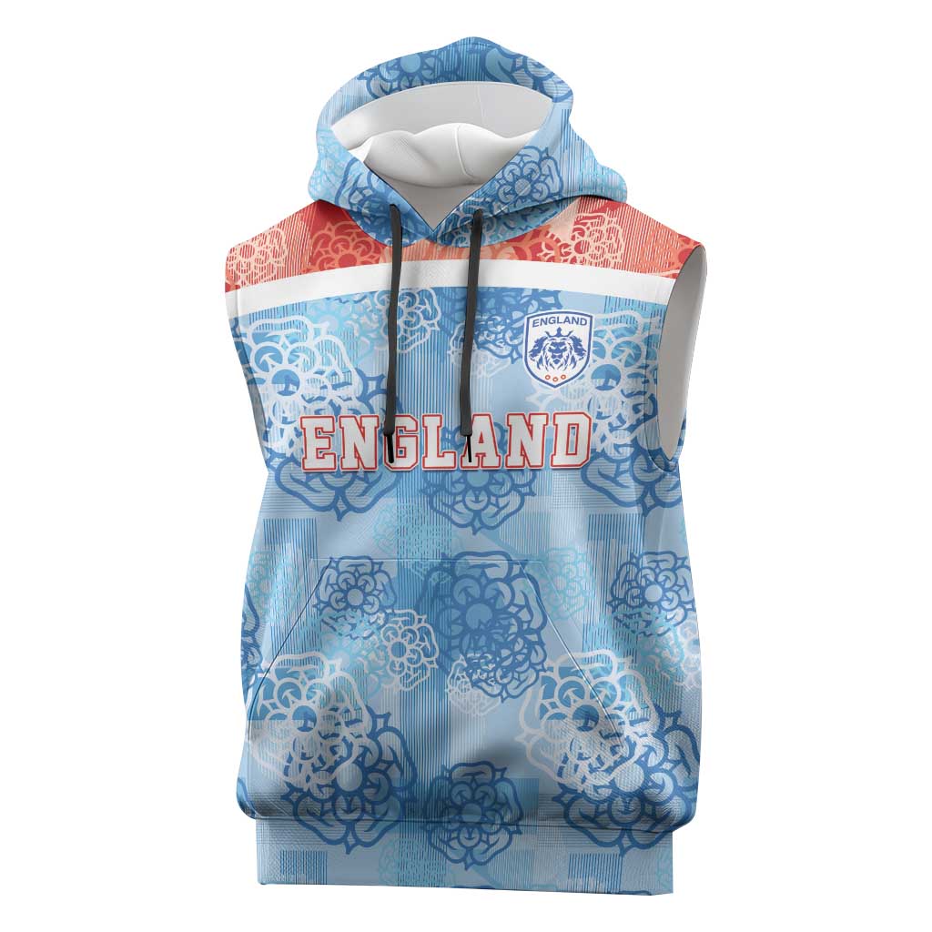 Custom World Football 2026 England Sleeveless Hoodie Three Lions and Tudor Rose Pattern