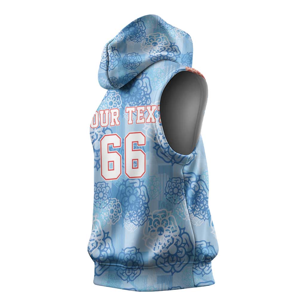 Custom World Football 2026 England Sleeveless Hoodie Three Lions and Tudor Rose Pattern