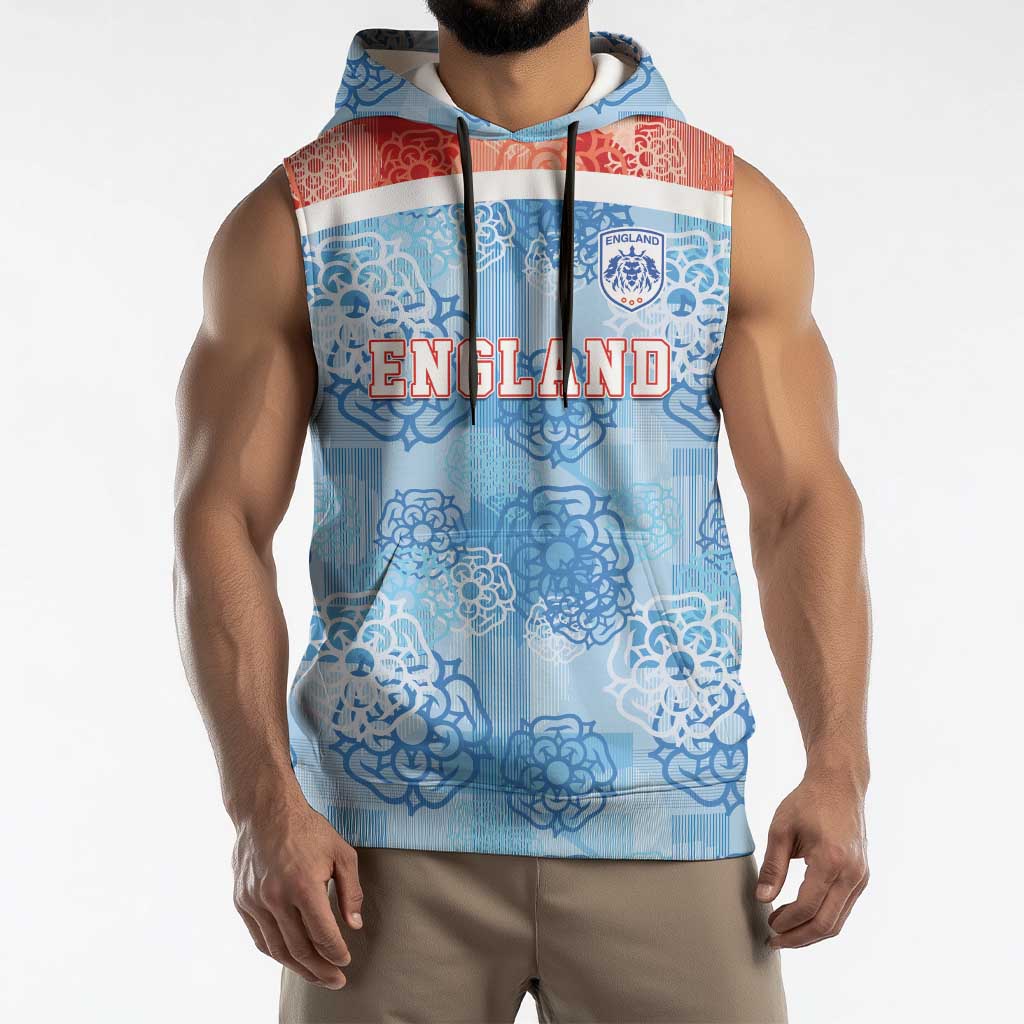 Custom World Football 2026 England Sleeveless Hoodie Three Lions and Tudor Rose Pattern
