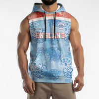 Custom World Football 2026 England Sleeveless Hoodie Three Lions and Tudor Rose Pattern