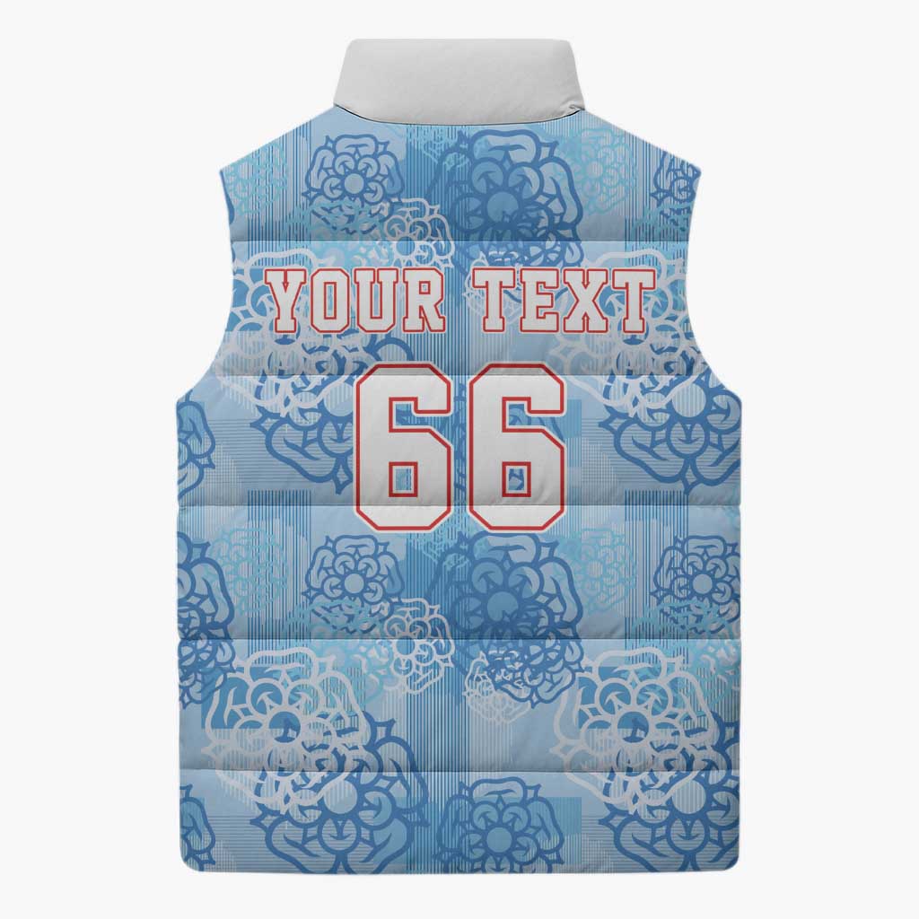 Custom World Football 2026 England Sleeveless Puffer Jacket Three Lions and Tudor Rose Pattern