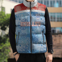 Custom World Football 2026 England Sleeveless Puffer Jacket Three Lions and Tudor Rose Pattern