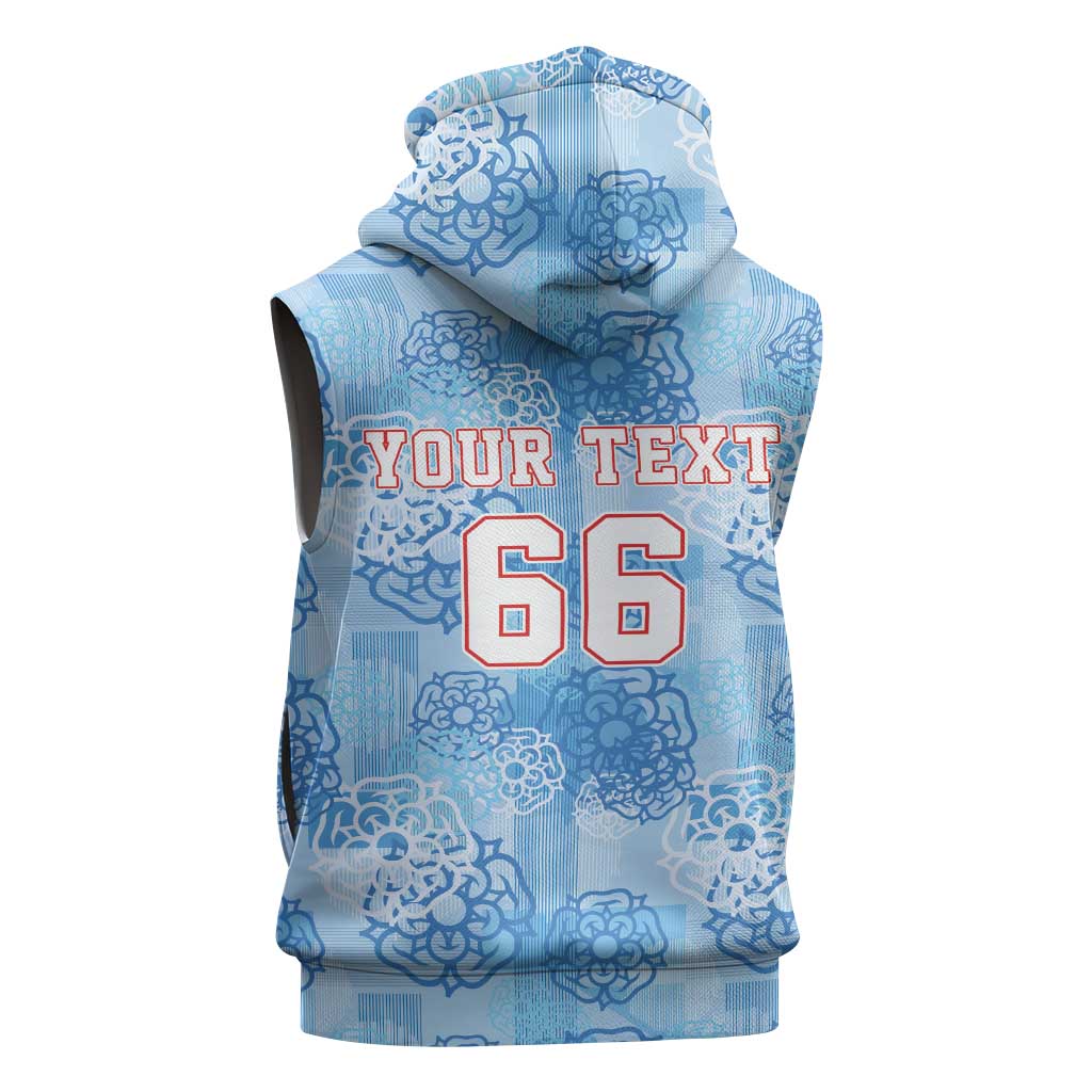 Custom World Football 2026 England Sleeveless Zip Hoodie Three Lions and Tudor Rose Pattern