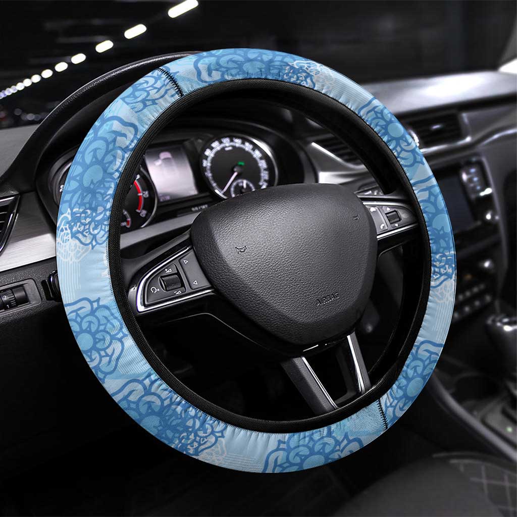 World Football 2026 England Steering Wheel Cover Three Lions and Tudor Rose Pattern