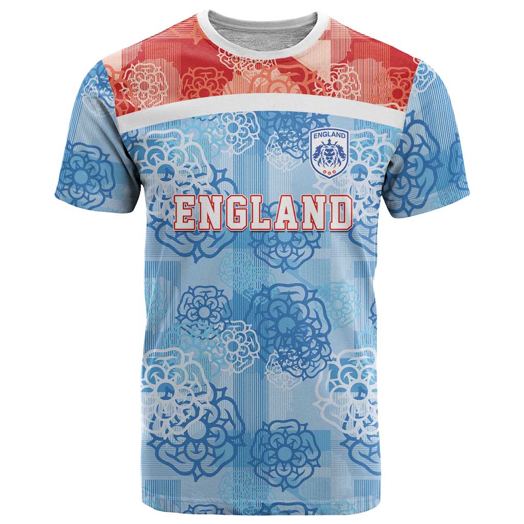 Custom World Football 2026 England T Shirt Three Lions and Tudor Rose Pattern