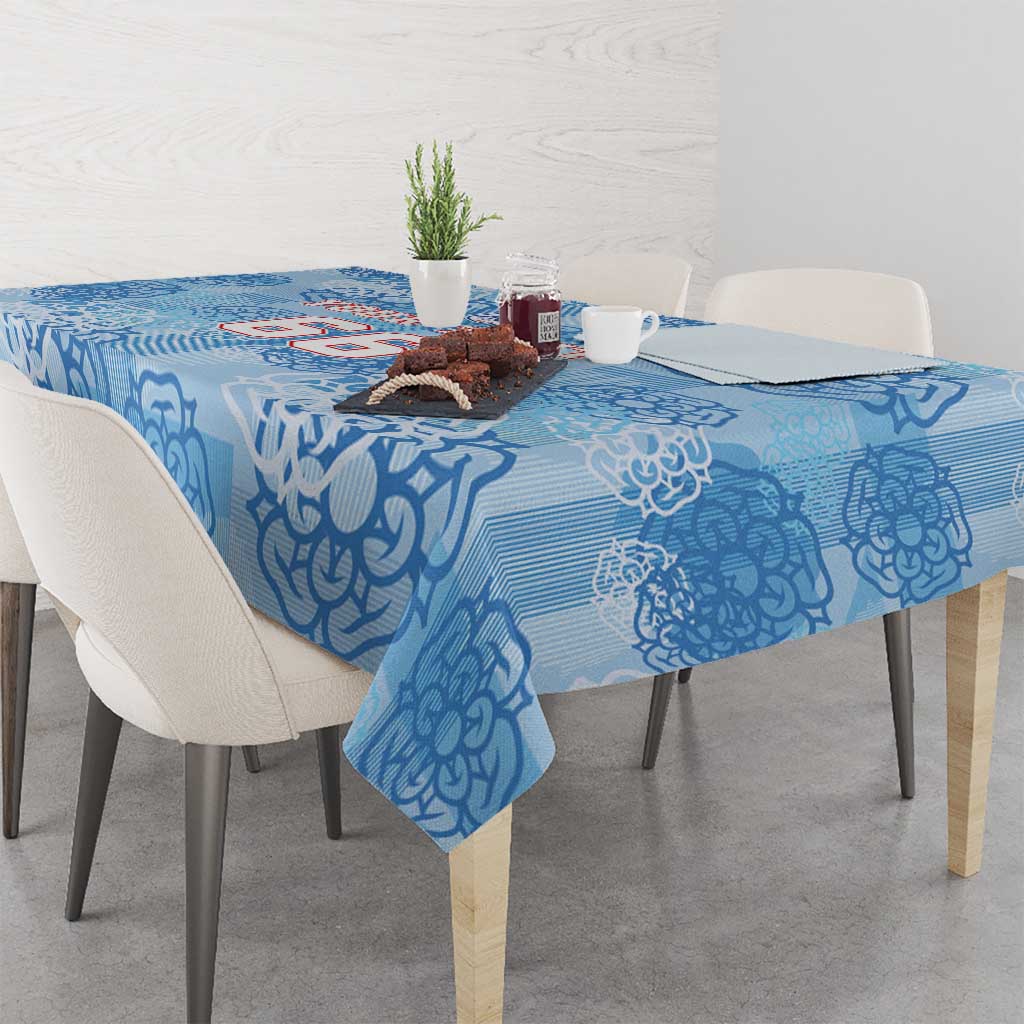 Custom World Football 2026 England Tablecloth Three Lions and Tudor Rose Pattern