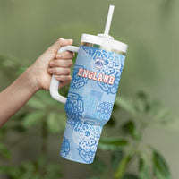 Custom World Football 2026 England Tumbler With Handle Three Lions and Tudor Rose Pattern