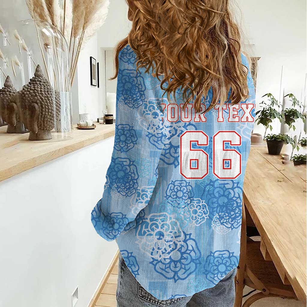 Custom World Football 2026 England Women Casual Shirt Three Lions and Tudor Rose Pattern