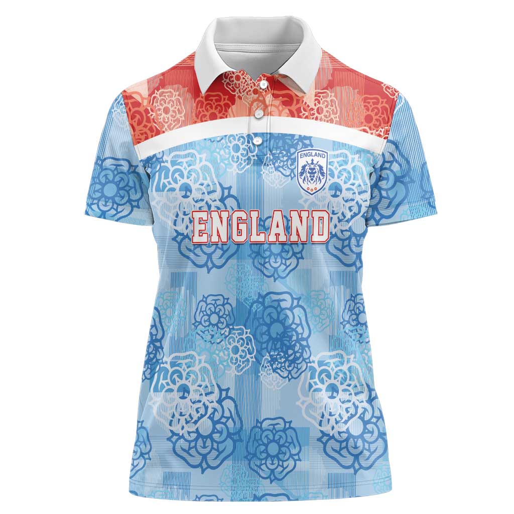 Custom World Football 2026 England Women Polo Shirt Three Lions and Tudor Rose Pattern