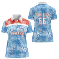 Custom World Football 2026 England Women Polo Shirt Three Lions and Tudor Rose Pattern