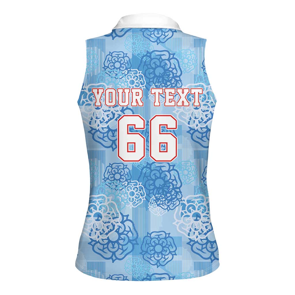 Custom World Football 2026 England Women Sleeveless Polo Shirt Three Lions and Tudor Rose Pattern