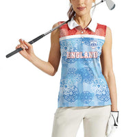 Custom World Football 2026 England Women Sleeveless Polo Shirt Three Lions and Tudor Rose Pattern