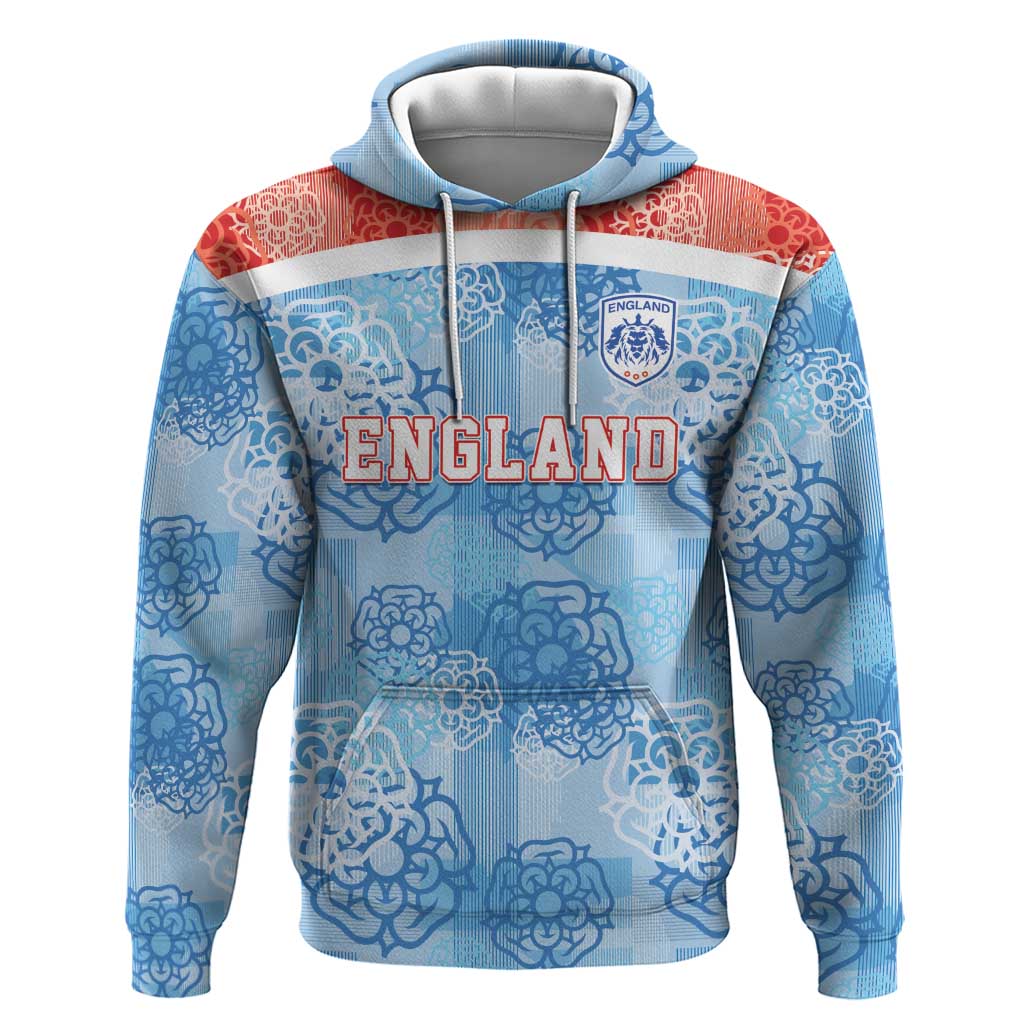 Custom World Football 2026 England Zip Hoodie Three Lions and Tudor Rose Pattern