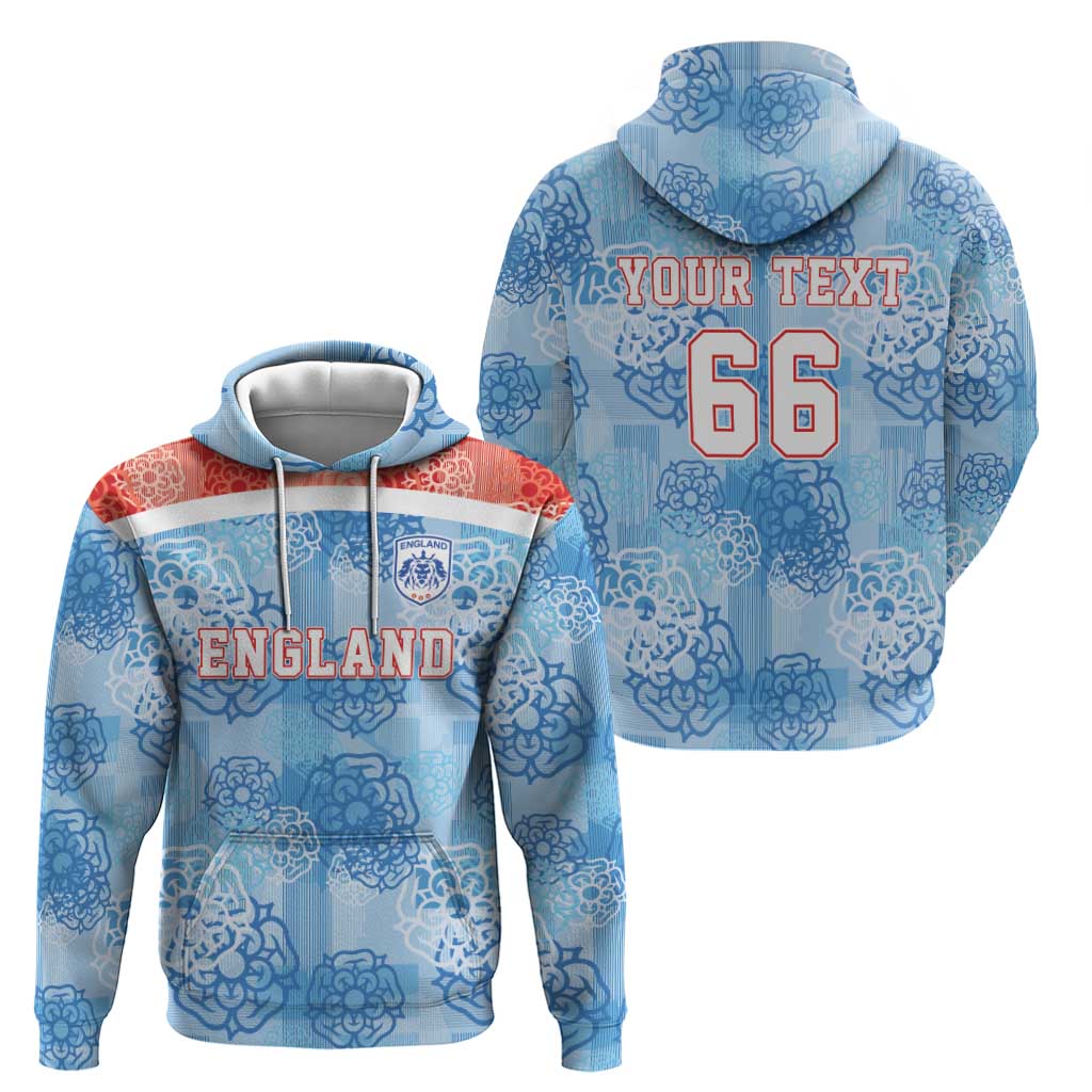 Custom World Football 2026 England Zip Hoodie Three Lions and Tudor Rose Pattern